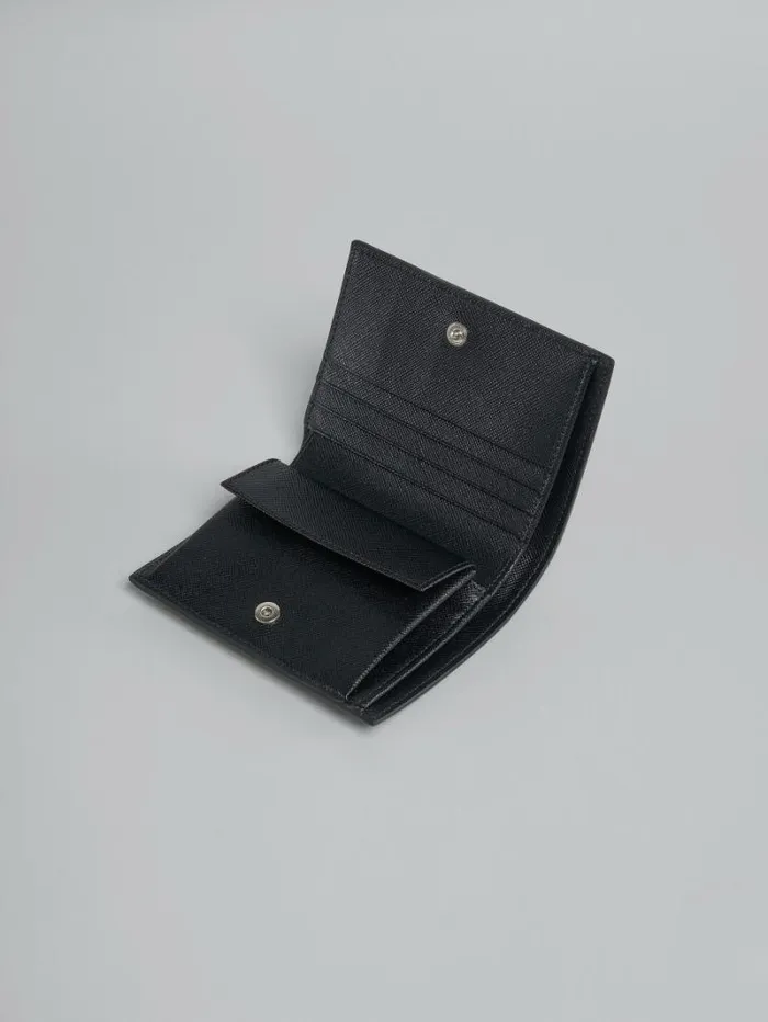 Men Marni Wallets and Small Leather Goods Black Saffiano Leather BiFold Wallet