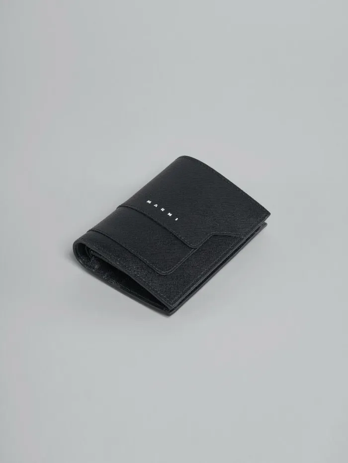 Men Marni Wallets and Small Leather Goods Black Saffiano Leather BiFold Wallet