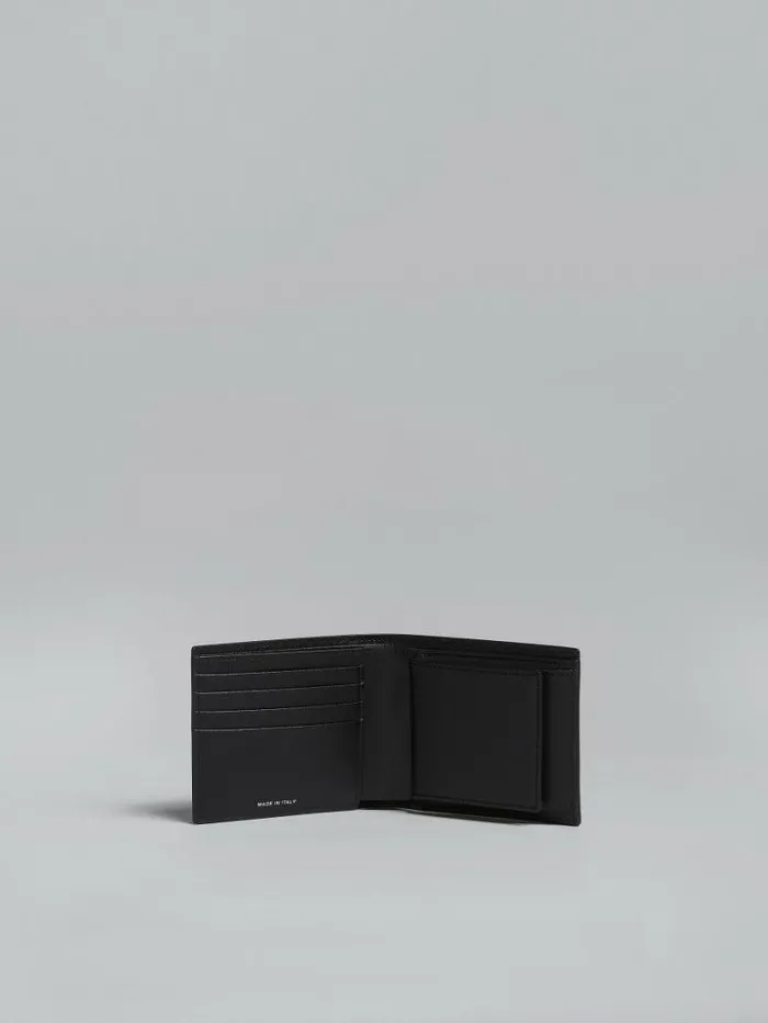 Men Marni Wallets and Small Leather Goods Blue And Black Saffiano Leather BiFold Wallet