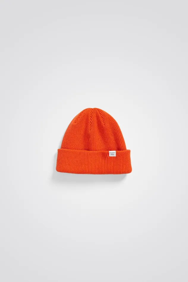 Men Merino Lambswool Rib N Logo Beanie Dark Navy Norse Projects Beanies