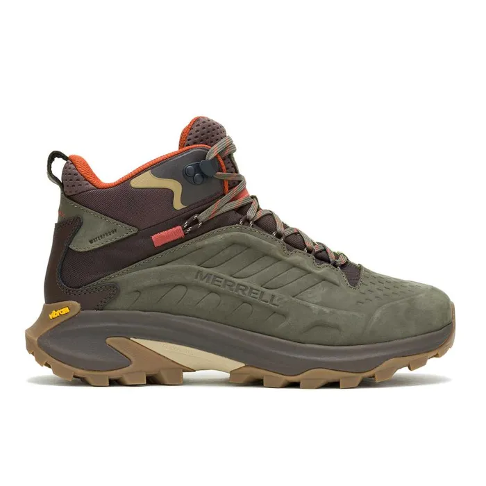 Men Merrell Boots Moab Speed 2 Leather Mid Waterproof Olive