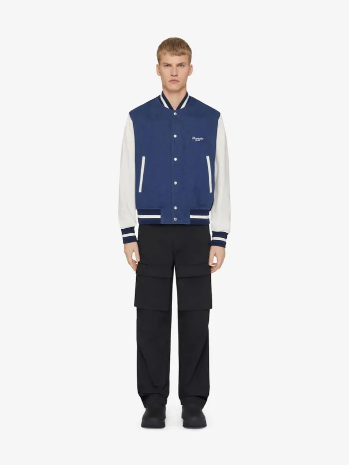 Men Outerwear and Blousons Givenchy GIVENCHY 1952 Varsity Jacket In Denim Bluewhite