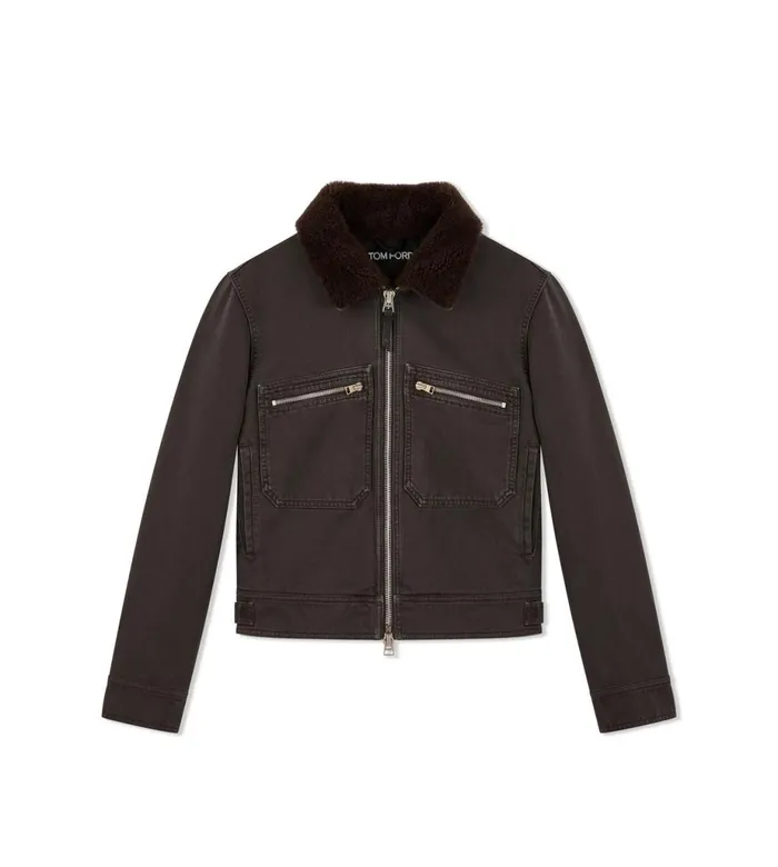Men Outerwear Tom Ford Bedford Cord Zip Blouson Ebony