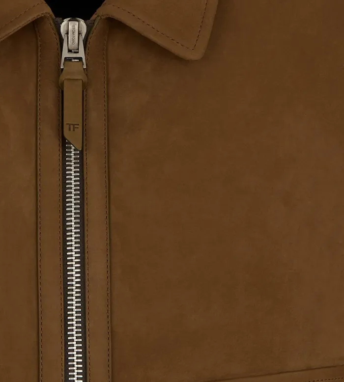 Men Outerwear Tom Ford Nubuck Zip Collar Blouson Cigar Men Outerwear Tom Ford Nubuck Zip Collar Blouson Cigar