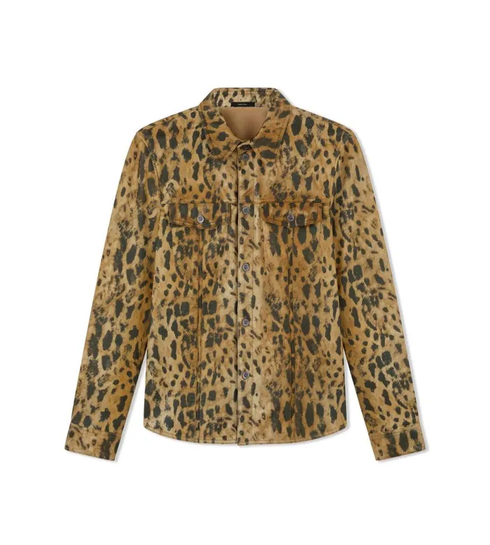 Men Outerwear Tom Ford Stamped Nappa Outershirt Combo Beige Brown