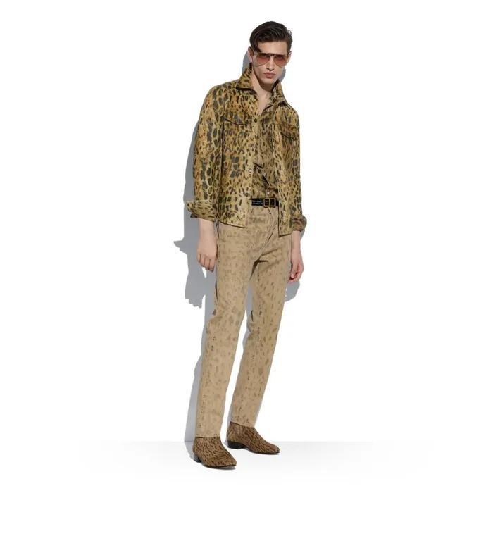 Men Outerwear Tom Ford Stamped Nappa Outershirt Combo Beige Brown Men Outerwear Tom Ford Stamped Nappa Outershirt Combo Beige Brown