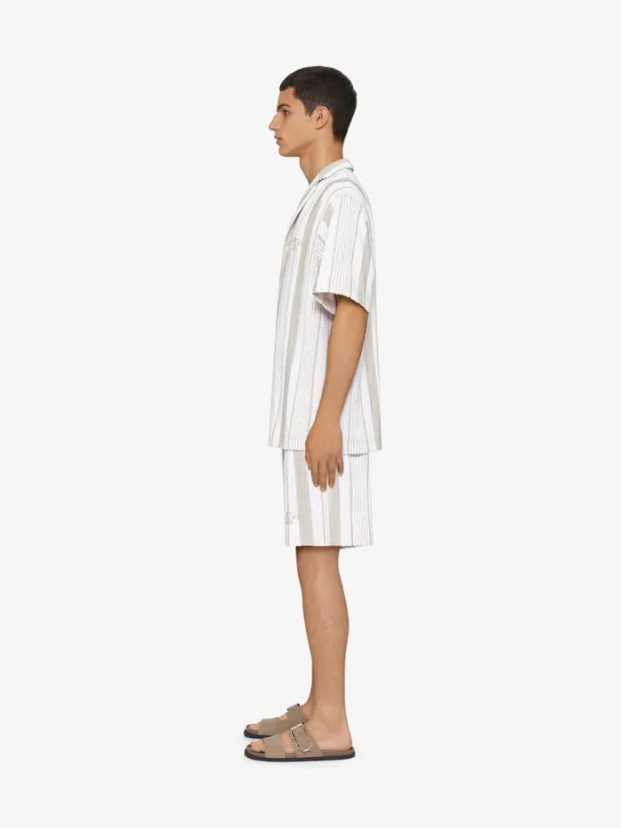 Men Pants and Shorts Givenchy Bermuda Shorts In Cotton Towelling With Stripes Whitebeige