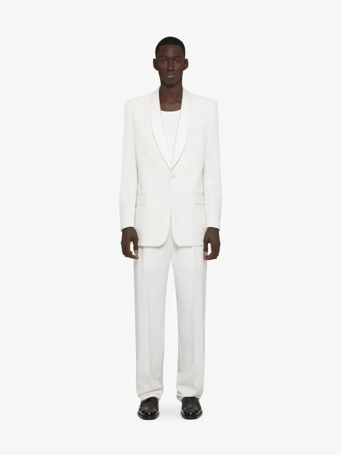 Men Pants and Shorts Givenchy Wide Pants In Wool And Mohair With Piping Detail White