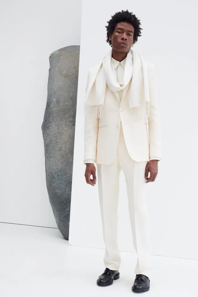 Men Pants Gabriela Hearst Simons Pant In Ivory Wool Silk Cady