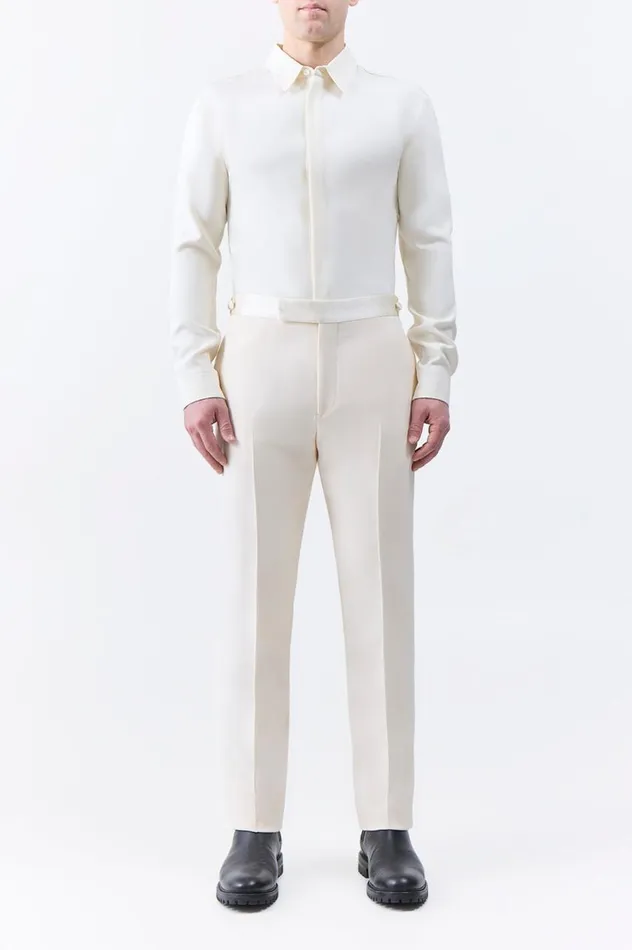 Men Pants Gabriela Hearst Simons Pant In Ivory Wool Silk Cady