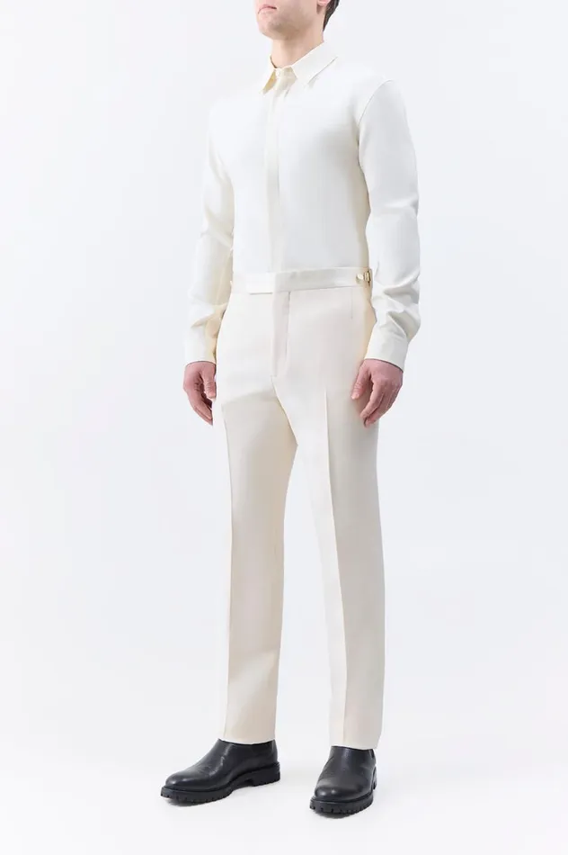 Men Pants Gabriela Hearst Simons Pant In Ivory Wool Silk Cady