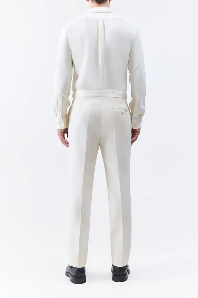 Men Pants Gabriela Hearst Simons Pant In Ivory Wool Silk Cady