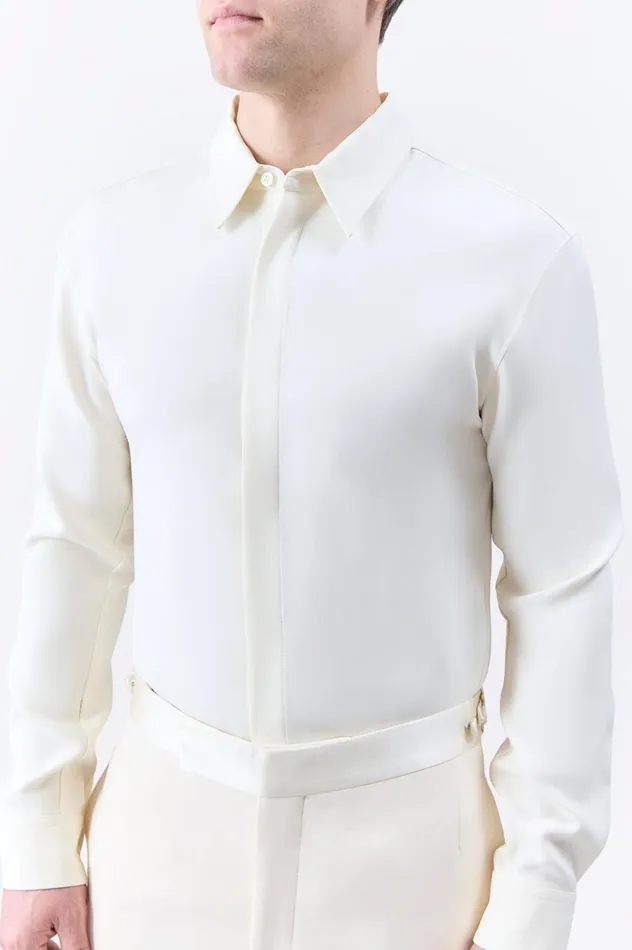 Men Pants Gabriela Hearst Simons Pant In Ivory Wool Silk Cady
