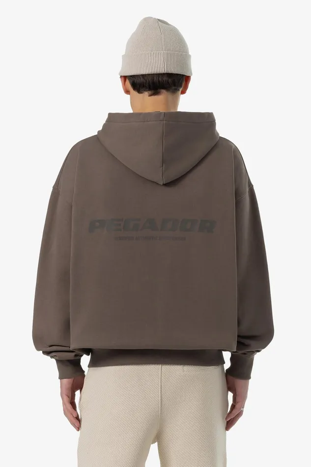 Men Pegador Hoodies Colne Logo Oversized Sweat Jacket Washed Dust Brown