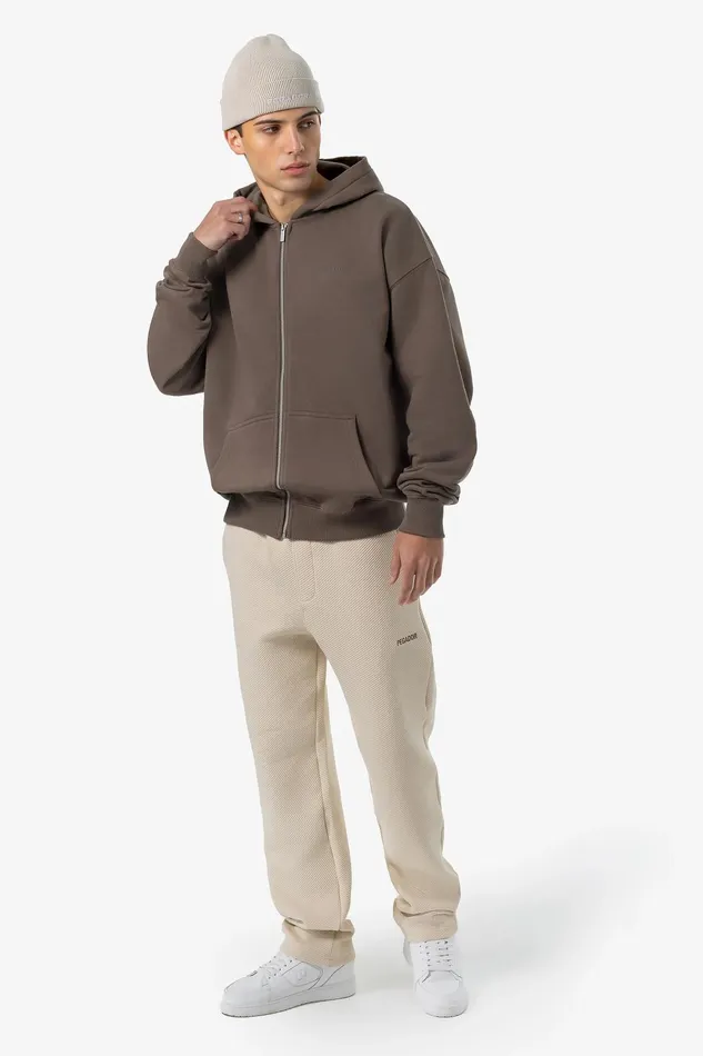 Men Pegador Hoodies Colne Logo Oversized Sweat Jacket Washed Dust Brown Men Pegador Hoodies Colne Logo Oversized Sweat Jacket Washed Dust Brown