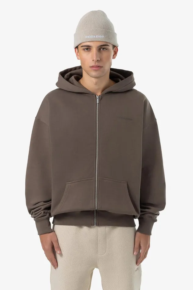 Men Pegador Hoodies Colne Logo Oversized Sweat Jacket Washed Dust Brown Men Pegador Hoodies Colne Logo Oversized Sweat Jacket Washed Dust Brown