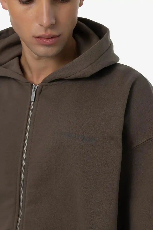 Men Pegador Hoodies Colne Logo Oversized Sweat Jacket Washed Dust Brown Men Pegador Hoodies Colne Logo Oversized Sweat Jacket Washed Dust Brown