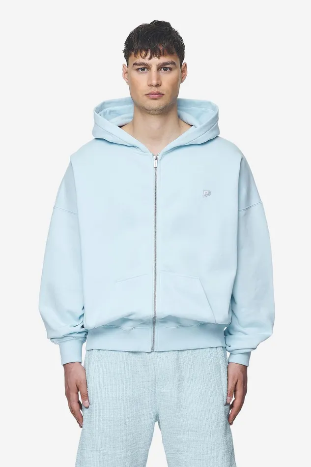 Men Pegador Hoodies Leono Boxy Sweat Jacket Washed Baby Blue Baby Blue