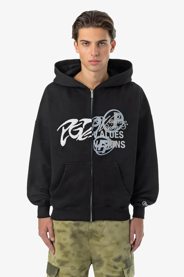 Men Pegador Hoodies Wakun Boxy Sweat Jacket Washed Black