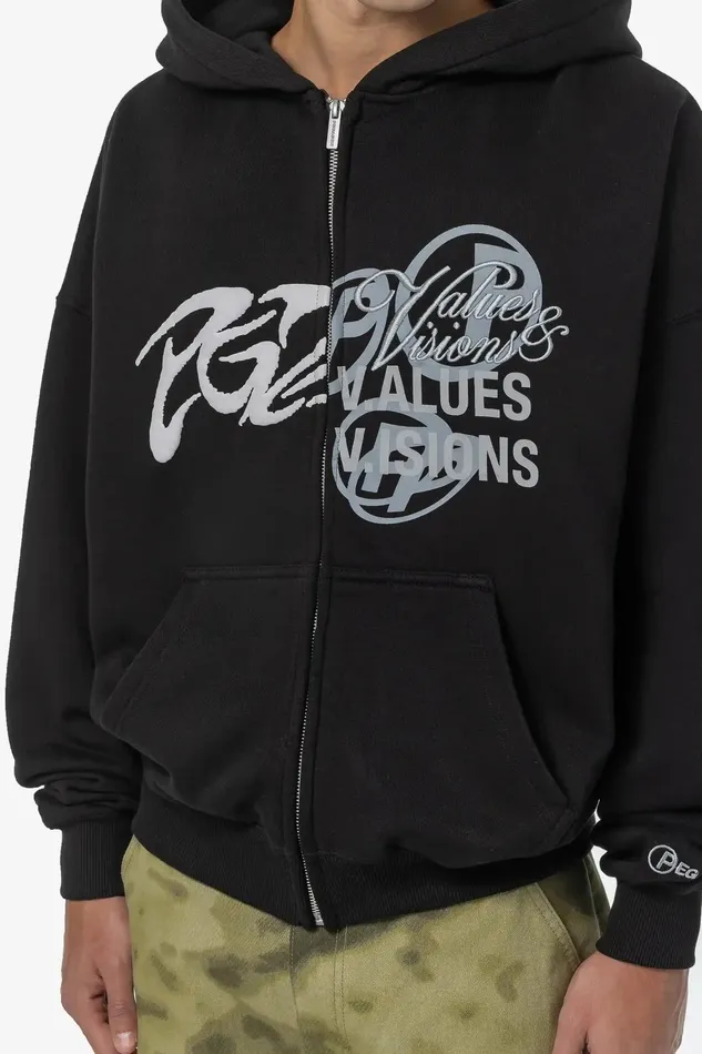 Men Pegador Hoodies Wakun Boxy Sweat Jacket Washed Black Men Pegador Hoodies Wakun Boxy Sweat Jacket Washed Black