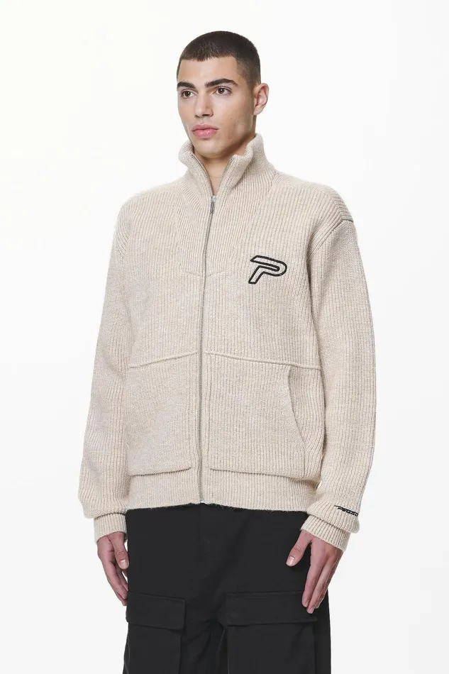 Men Pegador Knitwear Riggo Heavy Knit Jacket Dust Cream Men Pegador Knitwear Riggo Heavy Knit Jacket Dust Cream