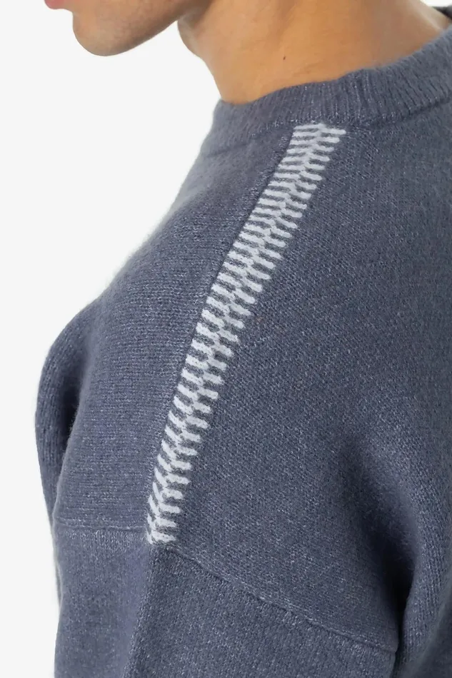 Men Pegador Knitwear Tripole Oversized Knit Sweater Shadow Blue Cream Men Pegador Knitwear Tripole Oversized Knit Sweater Shadow Blue Cream