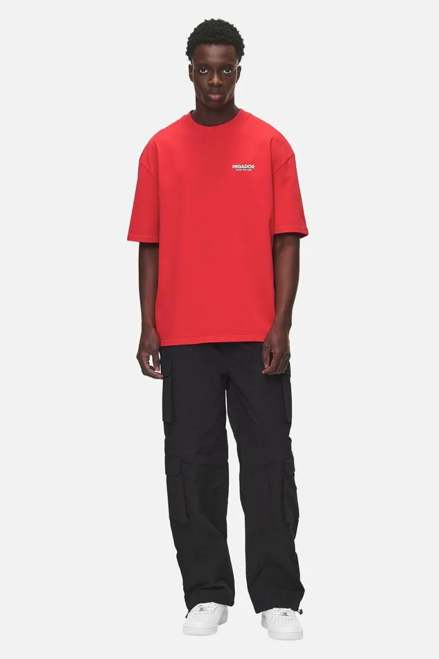 Men Pegador Tees Alchar Oversized Tee Washed Red Men Pegador Tees Alchar Oversized Tee Washed Red