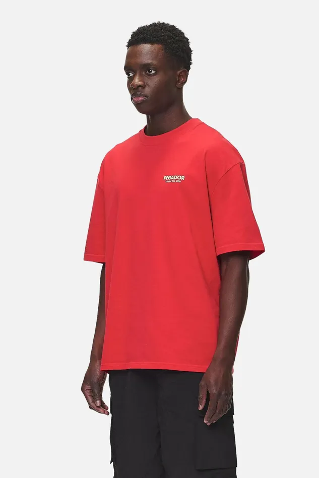Men Pegador Tees Alchar Oversized Tee Washed Red Men Pegador Tees Alchar Oversized Tee Washed Red