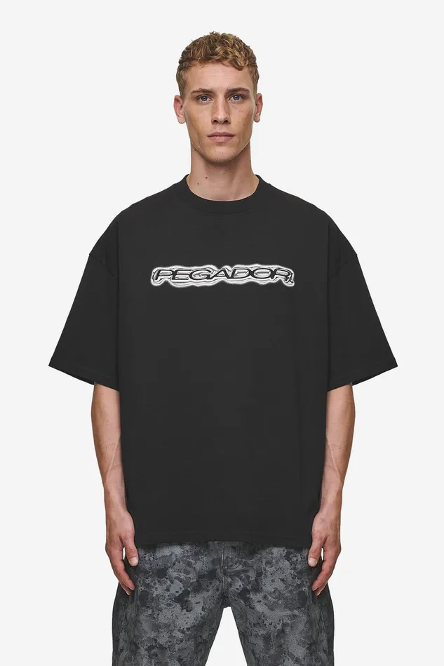 Men Pegador Tees Baxter Boxy Tee Washed Black