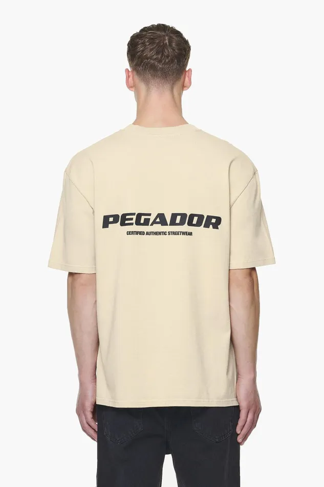 Men Pegador Tees Colne Logo Oversized Tee Vintage Washed Kingdom Beige Gum
