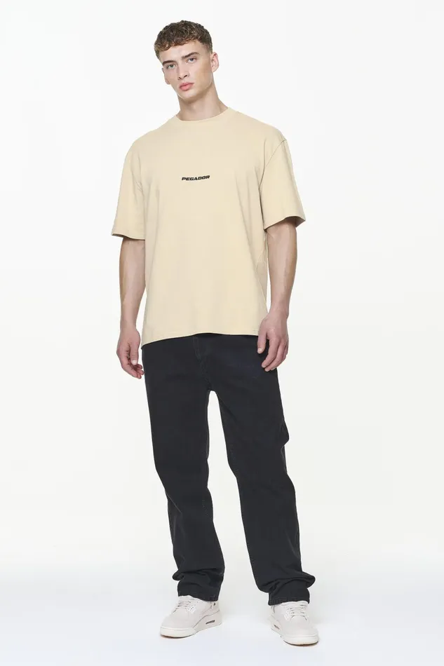 Men Pegador Tees Colne Logo Oversized Tee Vintage Washed Kingdom Beige Gum Men Pegador Tees Colne Logo Oversized Tee Vintage Washed Kingdom Beige Gum