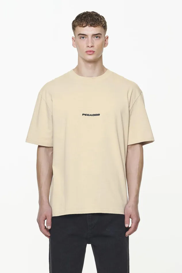 Men Pegador Tees Colne Logo Oversized Tee Vintage Washed Kingdom Beige Gum Men Pegador Tees Colne Logo Oversized Tee Vintage Washed Kingdom Beige Gum