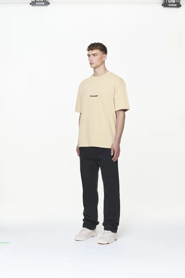 Men Pegador Tees Colne Logo Oversized Tee Vintage Washed Kingdom Beige Gum Men Pegador Tees Colne Logo Oversized Tee Vintage Washed Kingdom Beige Gum