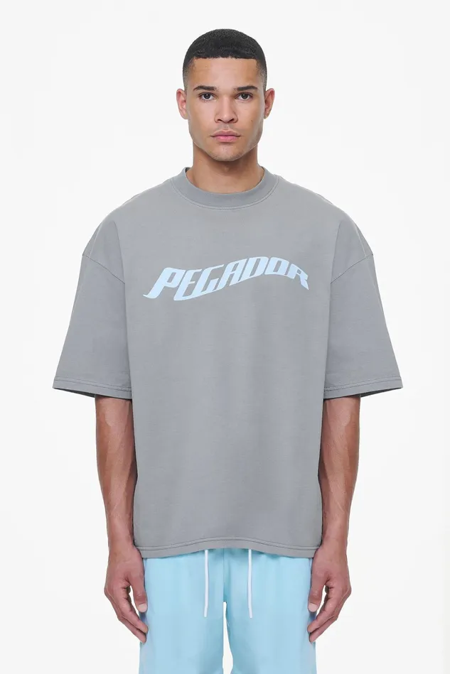 Men Pegador Tees Kinley Boxy Tee Heavy Washed Cool Grey