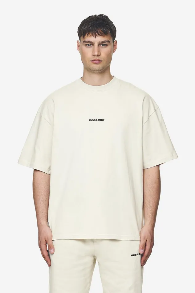 Men Pegador Tees Logo Boxy Tee Washed Salty Cream Black Gum