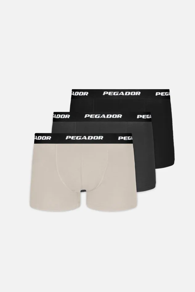 Men Pegador Underwear Tantun Boxershorts 3 Pack Light Beige Anthracite Black