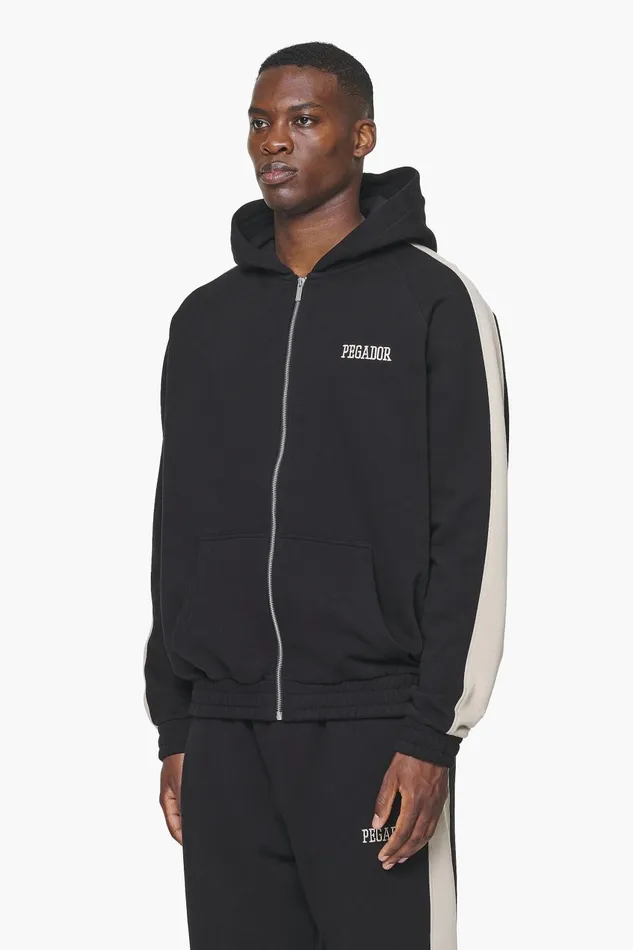 Men Pegador Zip Hoodies Aytoun Raglan Sweat Jacket Vintage Washed Onyx Black Men Pegador Zip Hoodies Aytoun Raglan Sweat Jacket Vintage Washed Onyx Black