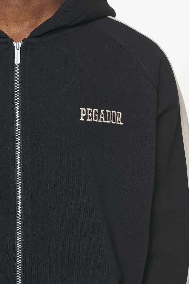 Men Pegador Zip Hoodies Aytoun Raglan Sweat Jacket Vintage Washed Onyx Black Men Pegador Zip Hoodies Aytoun Raglan Sweat Jacket Vintage Washed Onyx Black