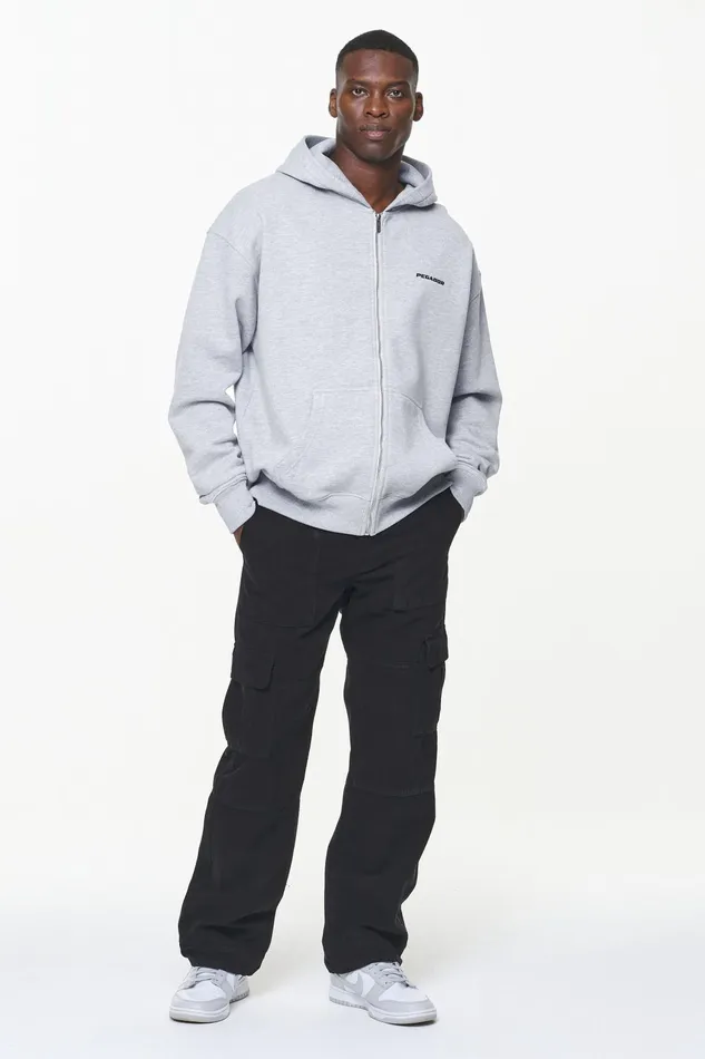 Men Pegador Zip Hoodies Colne Logo Oversized Sweat Jacket Grey Melange Men Pegador Zip Hoodies Colne Logo Oversized Sweat Jacket Grey Melange