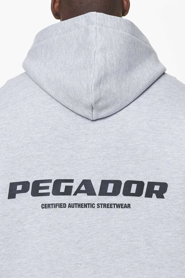 Men Pegador Zip Hoodies Colne Logo Oversized Sweat Jacket Grey Melange Men Pegador Zip Hoodies Colne Logo Oversized Sweat Jacket Grey Melange
