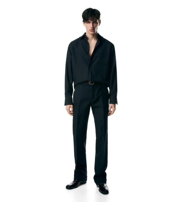 Men Shirts Tom Ford Enzymed Silk Poplin Slim Fit Shirt Black Men Shirts Tom Ford Enzymed Silk Poplin Slim Fit Shirt Black