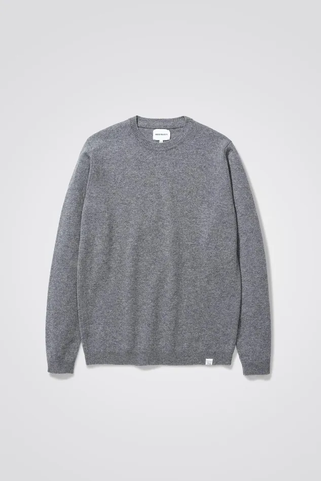 Men Sigfred Merino Lambswool Sweater Grey Melange Norse Projects Knitwear