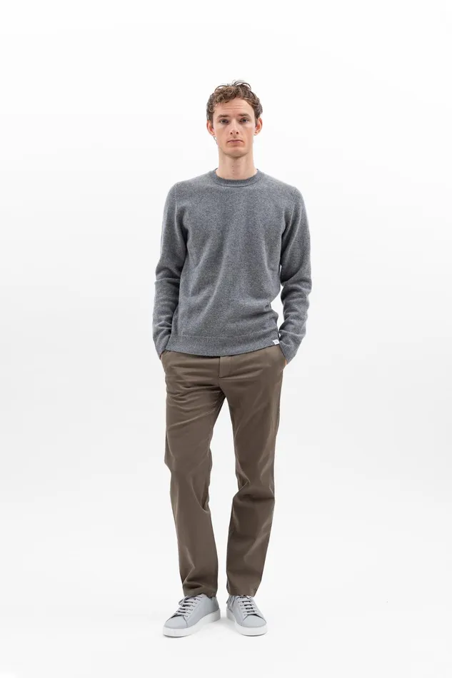 Men Sigfred Merino Lambswool Sweater Grey Melange Norse Projects Knitwear