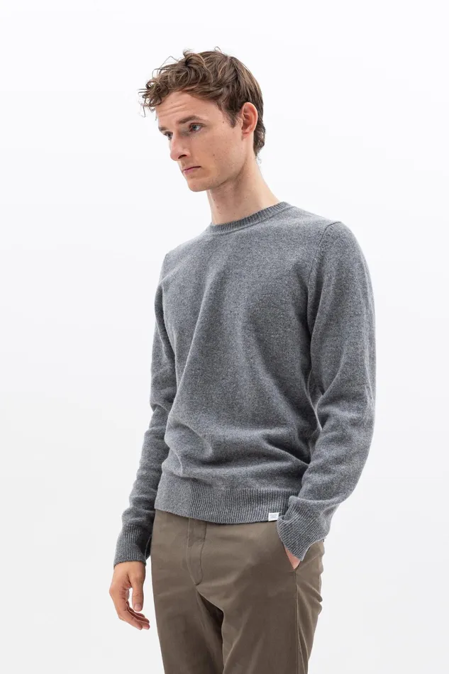 Men Sigfred Merino Lambswool Sweater Grey Melange Norse Projects Knitwear