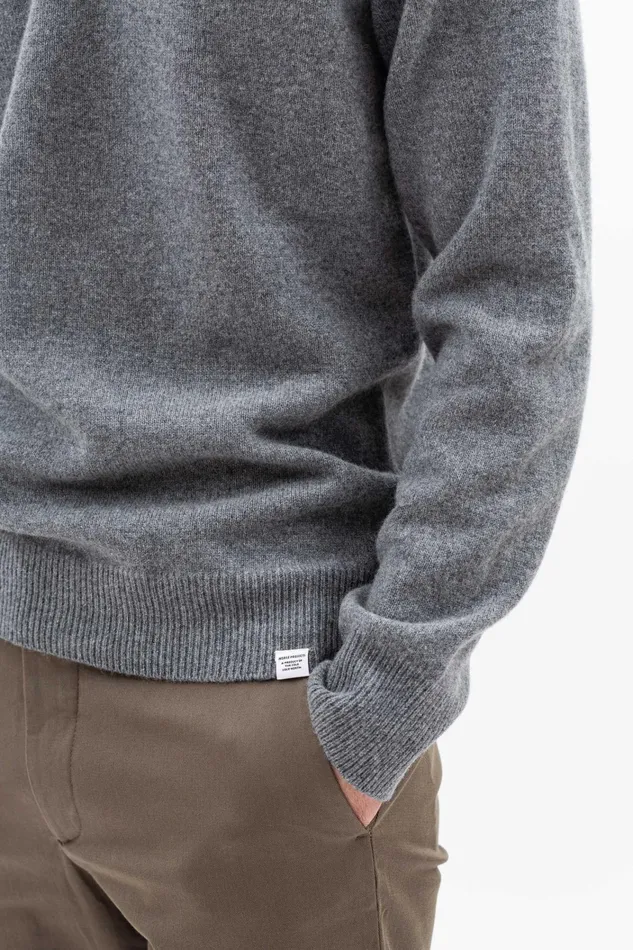 Men Sigfred Merino Lambswool Sweater Grey Melange Norse Projects Knitwear