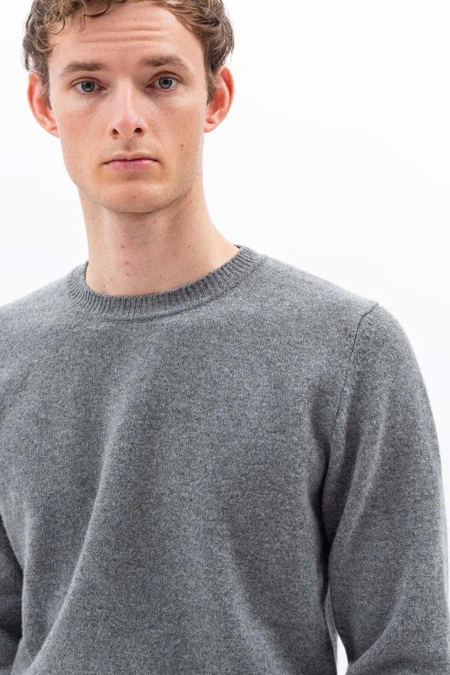Men Sigfred Merino Lambswool Sweater Grey Melange Norse Projects Knitwear