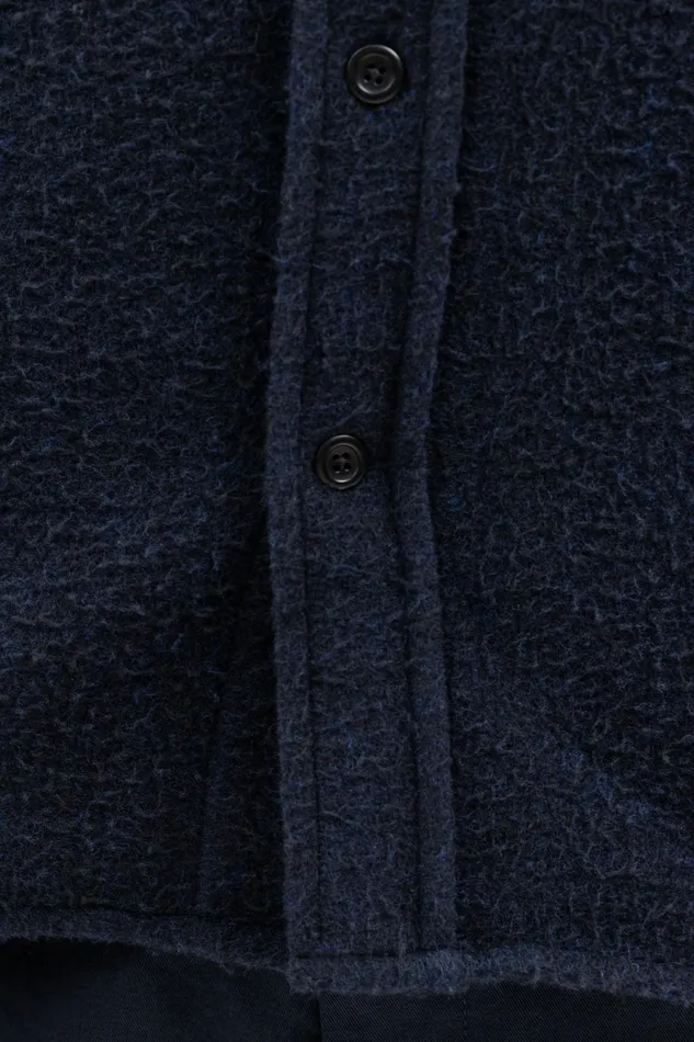 Men Silas Textured Cotton Wool Overshirt Dark Navy Norse Projects Overshirts