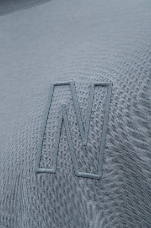 Men Simon Loose N Logo TShirt Dark Ice Blue Norse Projects TShirts