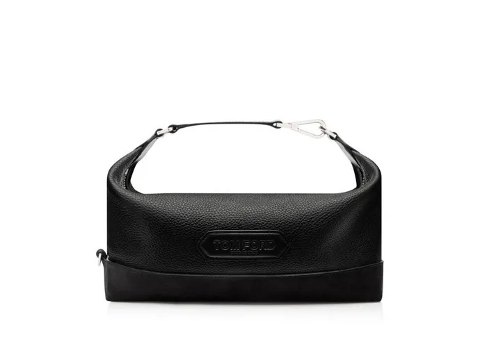 Men Small Leather Goods Tom Ford Grain Leather Travel Pouch Black