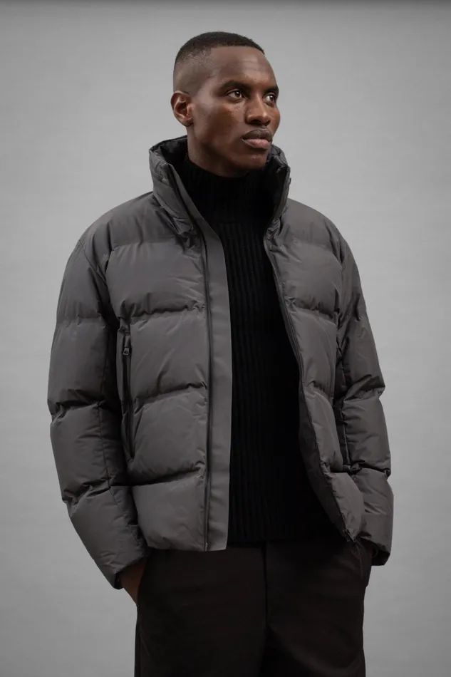 Men Stand Collar Short Down Jacket Pertex Shield Battleship Grey Norse Projects Outerwear